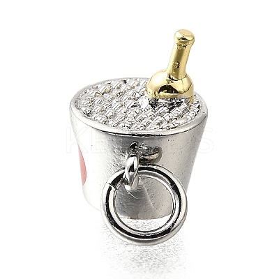 Brass Enamel Champagne Bucket Connector Charms KK-V007-40GP-02-1