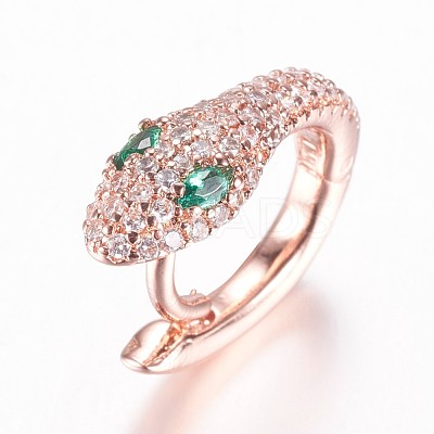 Brass Micro Pave Cubic Zirconia Hoop Earrings EJEW-F134-01RG-1