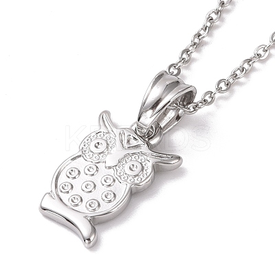 Non-Tarnish 304 Stainless Steel Owl Pendant Necklace for Women STAS-E154-20P-1