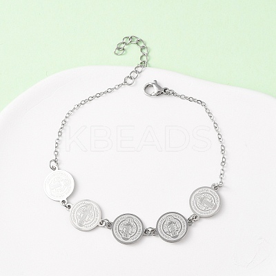 Religion 304 Stainless Steel Link Bracelets for Women LS-BJEW-F524-03P-1