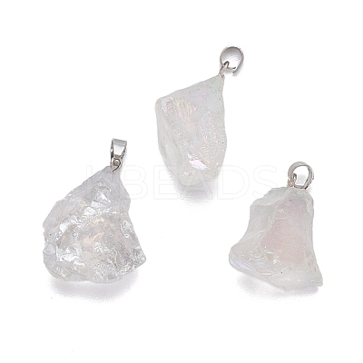 3Pcs Electroplate Natural Crystal Pendants G-FS0001-33-1