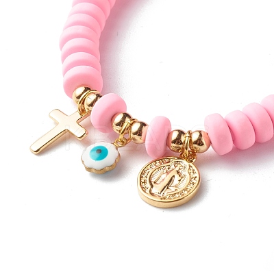 Handmade Polymer Clay Beads Stretch Bracelets BJEW-JB06564-1