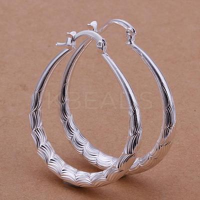 Women Big Earrings Silver Color Plated Brass Fancy Cut teardrop EJEW-BB11707-1