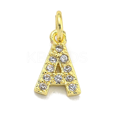 Letter Brass Micro Pave Clear Cubic Zirconia Pendants KK-K354-06G-A-1