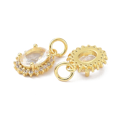 Brass Cubic Zirconia Charms ZIRC-C022-14G-1