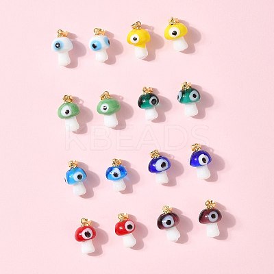 16Pcs 8 Colors Handmade Lampwork Pendants LAMP-FS0001-47-1