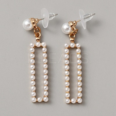 Plastic Imitation Pearl Beaded Geometry Dangle Stud Earrings EJEW-WH0013-57D-1