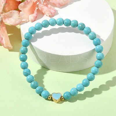 Natural & Synthetic Gemstone Round Beaded Stretch Bracelets BJEW-JB09881-1