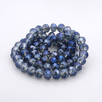 Full Rainbow Plated Faceted Rondelle Glass Beads Strands GLAA-A024F-FR03-1