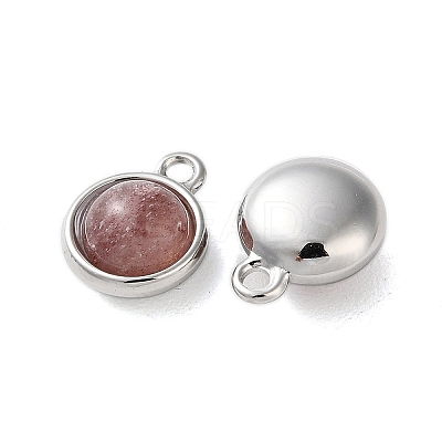 Natural Strawberry Quartz Half Round Charms STAS-L022-397A-P-1