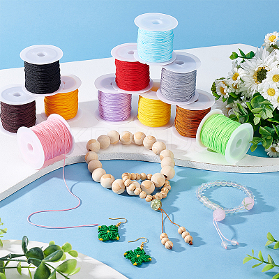 15 Rolls 15 Colors Nylon Satin Rattail Cord NWIR-PH0002-04-1