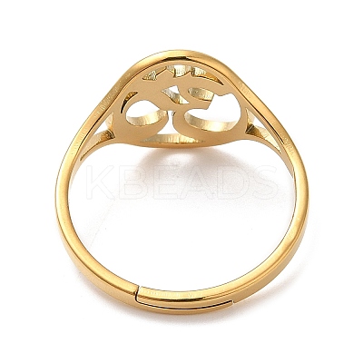 Ion Plating(IP) 304 Stainless Steel Yoga Adjustable Ring for Women RJEW-M149-24G-1