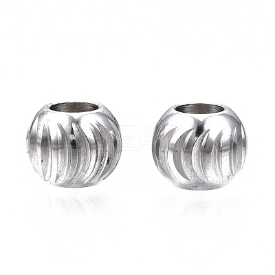Tarnish Resistant 201 Stainless Steel Corrugated Beads STAS-S117-014B-1