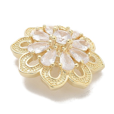 Rack Plating Brass Micro Pave Clear Cubic Zirconia Buttons KK-K293-05G-1