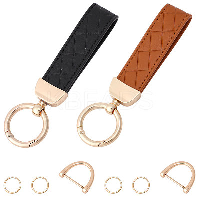 2 Bags 2 Colors PU Leather Keychains KEYC-CL0001-27B-1