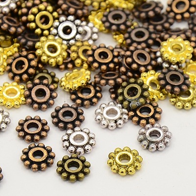 Mixed Tibetan Style Snowflake Flower Spacer Beads TIBEB-X0005-NR-1