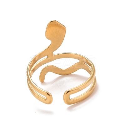 Ion Plating(IP) 304 Stainless Steel Snake Chunky Open Cuff Ring for Women RJEW-A005-38G-1