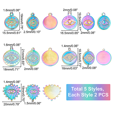 4Pcs 2 Style 304 Stainless Steel Pendant Enamel Settings STAS-DC0007-50-1