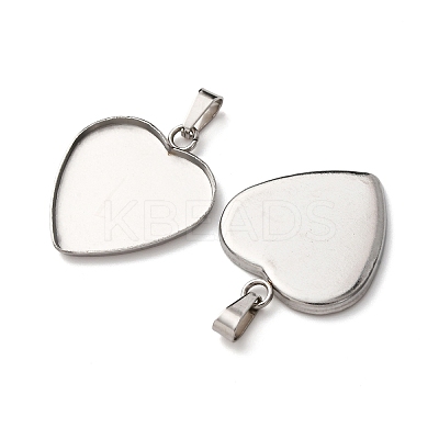 304 Stainless Steel Pendant Cabochon Settings STAS-D379-02C-P-1