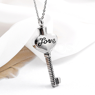 Non-Tarnish 304 Stainless Steel Heart Key Pendant Necklaces SX1430-1-1