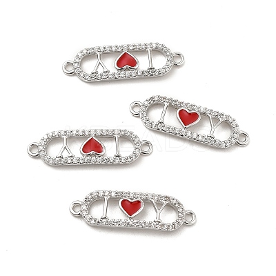 Brass Micro Pave Clear Cubic Zirconia Connector Charms KK-E068-VB403-2-1