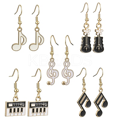 Golden Alloy Enamel Dangle Earrings for Women X-EJEW-JE05657-1
