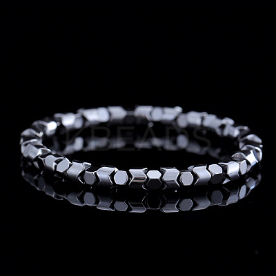 Synthetic Magnetic Hematite Beads Stretch Bracelets for Men Women ZU4423-1