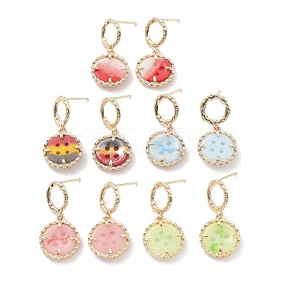 Flat Round Light Gold Brass Micro Pave Cubic Zirconia Stud Earrings EJEW-Q800-52KCG-1