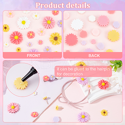 Flatback Hair & Costume Accessories Ornaments Resin Flower Daisy Cabochons CRES-PH0003-18-1