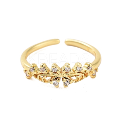 Brass Pave Cubic Zirconia Cuff Rings RJEW-U012-03G-01-1