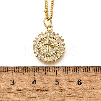 Brass Clear Cubic Zirconia Pendant Necklaces for Women NJEW-A039-02E-G-1