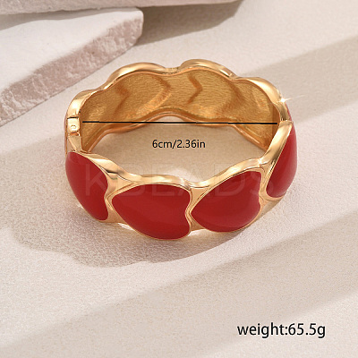 Classic Heart Alloy Enamel Hinged Bangles for Women EM9896-1-1