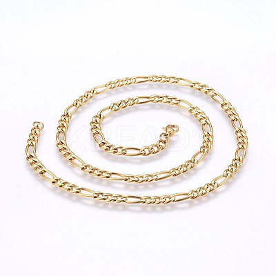 304 Stainless Steel Figaro Chain Necklaces MAK-L015-29A-1