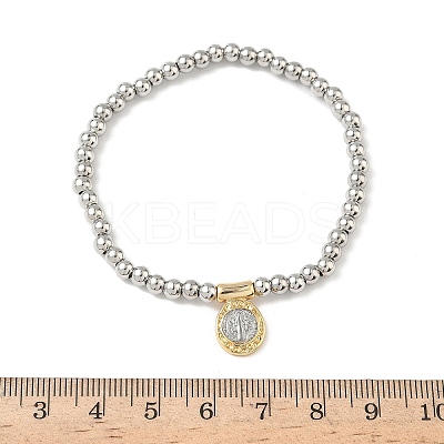 Brass Oval Charms Bracelets BJEW-B148-03A-03-1