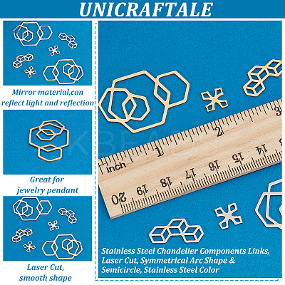 12Pcs 6 Style 201 Stainless Steel Filigree Joiners Links STAS-UN0040-86-1