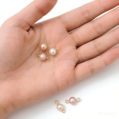 Natural Cultured Freshwater Pearl Connector Charms PALLOY-YW0001-52-1