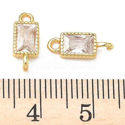 Brass Pave Cubic Zirconia Rectangle Connector Charms KK-P348-10G-03-1