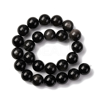 Natural Silver Sheen Obsidian Beads Strands G-F808-C01-16mm-1