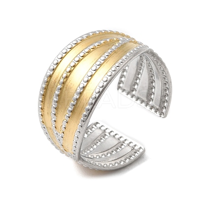 Adjustable 304 Stainless Steel Cuff Rings for Women RJEW-B150-01GP-08-1