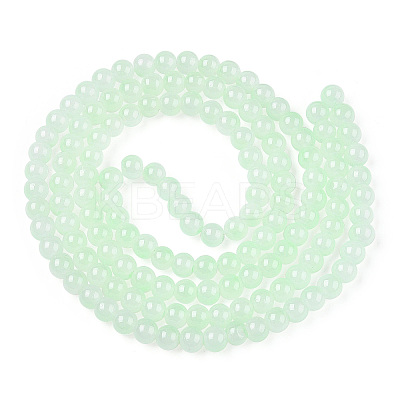 Baking Paint Imitation Jade Glass Round Bead Strands DGLA-N003-6mm-08-1-1