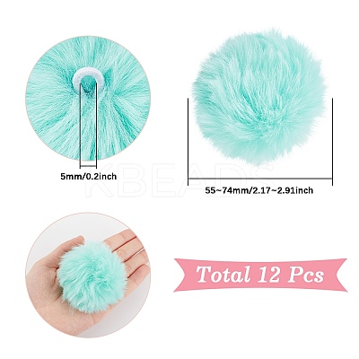 12Pcs Handmade Faux Rabbit Fur Pom Pom Ball Covered Pendants WOVE-SC0001-06E-1