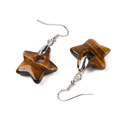 Natutal Tiger Eye Dangle Earrings EJEW-F343-C07-1