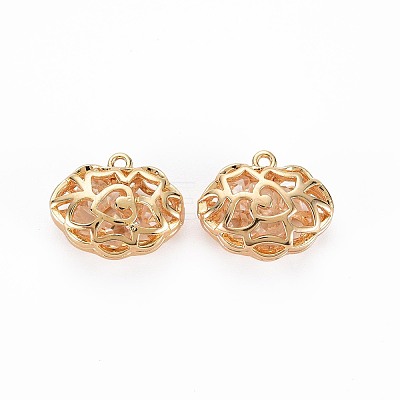 Brass with Clear Cubic Zirconia Pendants KK-S356-763-1