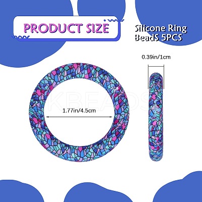 5Pcs Ring Food Grade Eco-Friendly Silicone Focal Beads JX894J-1
