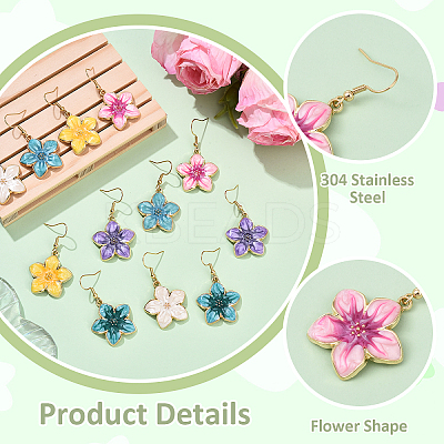 6 Pairs 304 Stainless Steel Dangle Earrings EJEW-YW00014-1