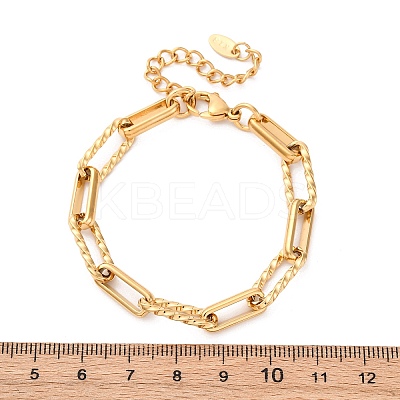 304 Stainless Steel Paperclip Chain Bracelets for Women BJEW-Z128-01G-03-1