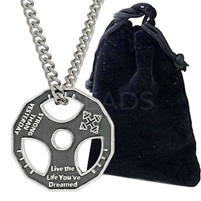 Fitness Barbell Alloy Black Enamel Pendant Necklaces for Men FS-WG955E3-01-1