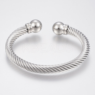 Tarnish Resistant 304 Stainless Steel Cuff Bangles Torque Bangles BJEW-H570-28P-1