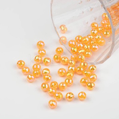 Faceted Colorful Eco-Friendly Poly Styrene Acrylic Round Beads SACR-K001-8mm-74-1