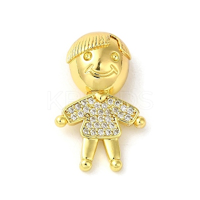 Rack Plating Brass Micro Pave CLear Cubic Zirconia Pendants KK-C053-06B-G-1